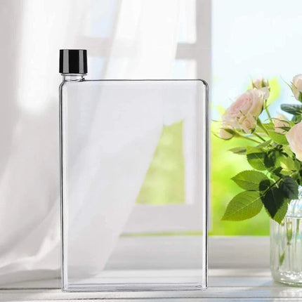 1pc Portable Clear Reusable Slim Flat Water Bottle 420ml Transparent Cup for School Sports Travel Drinkware