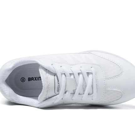 BAXINIER Girls White Cheer Shoes Trainers  Breathable Training Dance Tennis Shoes Lightweight Youth Cheer Competition Sneakers