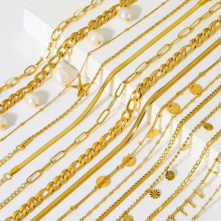 2024 Summer New Gold Color Anklets For Women Stainless Steel Firga Chain Feet Jewelry Layered Link Chain Accessory