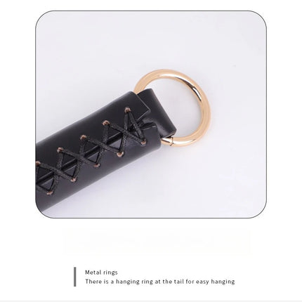 Genuine Leather Spanking Paddle, Willow Leaf Shape Long Crop for Adults 18+