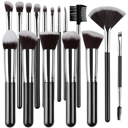 16Pcs Professional Makeup Brush Set Eye Shadow Contouring Foundation Highlight Setting Powder Blending Makeup Sponge Powder Puff