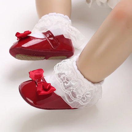 Fashionable Red Baby Shoes for Newborn Girls Cloth Bottom Elegant Noble Casual First Walking Shoes
