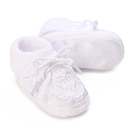 Newborn Baby's First Baptism Shoe: Newborn Boys and Girls' White Baptism Shoes Soft Sole Walking Shoes Multiple Styles-9CM/10CM