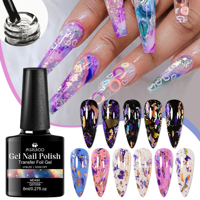 8ml Transfer Foil Gel Nail Polish Semi-Permanant Varnish For Adhesive Sticker Nail Glue Soak Off UV LED Gel Nail Art Decorations