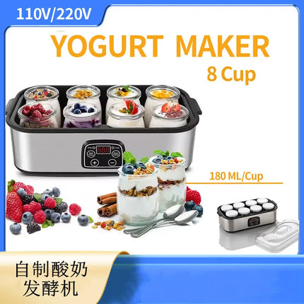 1400ml Yogurt Machine Healthy Breakfast Maker Probiotic Yogurt for Kids 8 Cups+Regular Appointment Stainless Steel