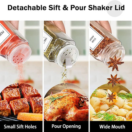 5/12Pcs Glass Spice Jars with Bamboo Lid Spice Seasoning Containers Salt Pepper Shakers Spice Organizer Kitchen Spice Jar Set