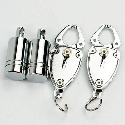 Heavy Steel Nipple Clamps with Hanging Weights - Metal Breast Clips for Women Couples Bondage Restraint, Game Play Adult Sex Toy