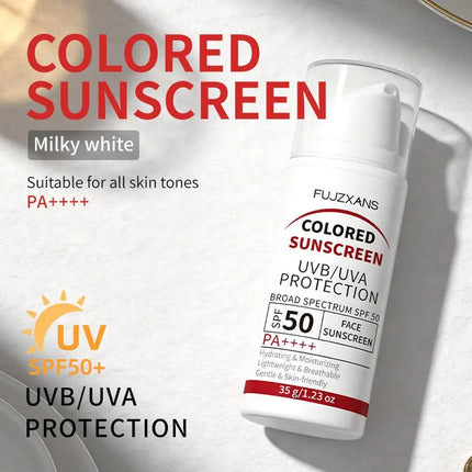 Colored Sunscreen UVB/UVA Protection Broad Spectrum SPF 50 Hydrating Lightweight Breathable Gentle Skin-Friendly Isolation Cream