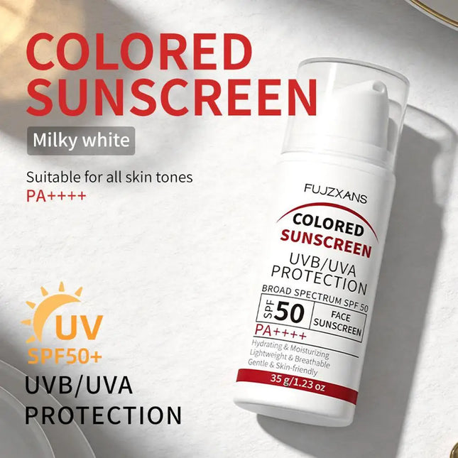 Colored Sunscreen UVB/UVA Protection Broad Spectrum SPF 50 Hydrating Lightweight Breathable Gentle Skin-Friendly Isolation Cream
