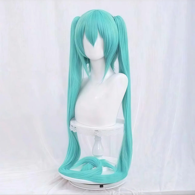 Long Synthetic Fiber Wig in Green Anime Style Suitable for Daily Wear, Birthdays, Heat-Resistant Fiber, Role-Playing