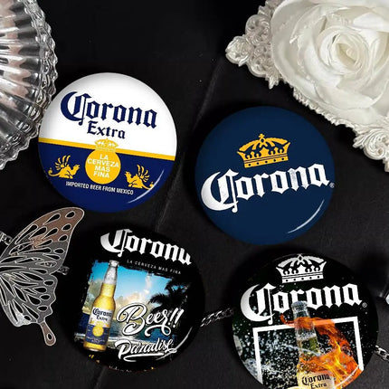 Corona Extra Beer Cartoon Brooches Anime Badge Round Handmade Brooch Lapel Pins Jewelry For Backpack Clothes Gifts