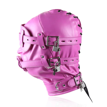 Leather Sexy Mask BDSM Adjustable Strap Character Party with Fake Penile Full Package Binding Couple Game Mask Flirting Hat 18+