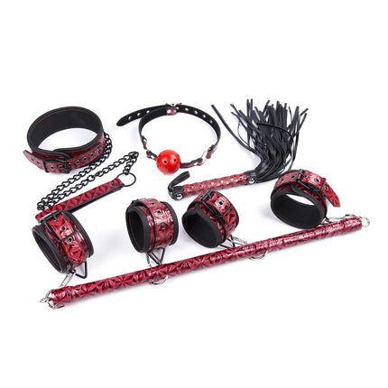 SM Sex Set Leather 7-Piece Trainer Whip, Sex Torture Tool Binding, Adult Toy Alternative Character