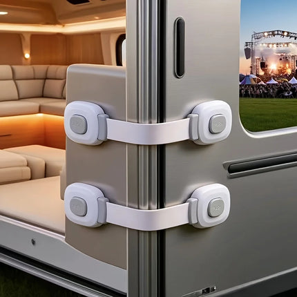 2Pcs Motorhome RV Child Safety Locks Baby Locks for Cabinets and Drawers, Toilet, Fridge,Adhesive Cabinet Drawer Door Latches