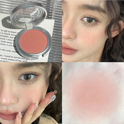 Single Matte Blusher Palette Blush Cream Contour Makeup Face Blusher Natural Cheek Tint Brighten Waterproof Peach Blush Cosmetic