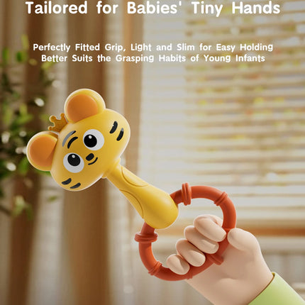 Animal Rattle handbell, Infant Developmental Hand Grip Baby Toys, Cute Animal with Sound for Newborn teether Gift handbell