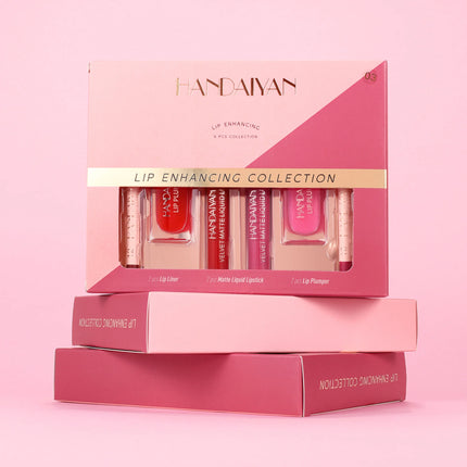 HANDAIYAN 6-Piece Matte Long-Lasting Color Moisturizing Waterproof Lip Liner Set Lip Liner + Lip Gloss + Lip Lacquer Set
