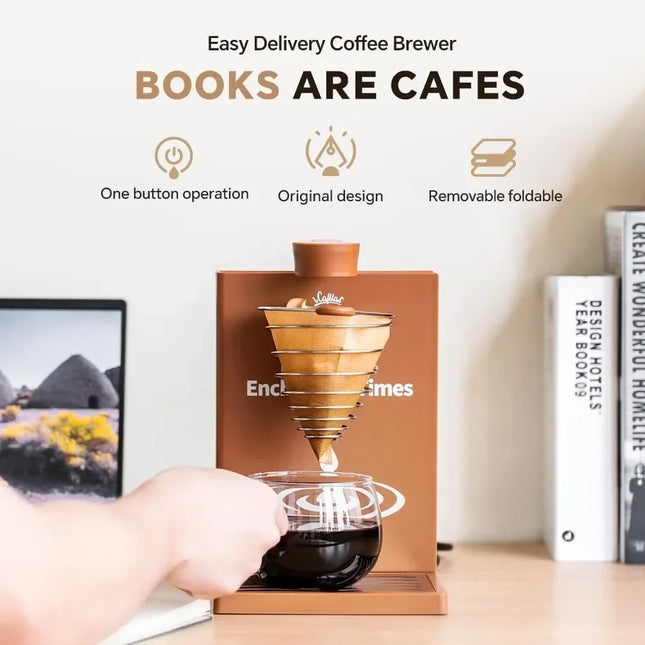 Detachable One-Cup Automatic Pour-Over Coffee Maker Portable Drip Coffee Machine with Reusable Filter for Travel Home Tea Maker