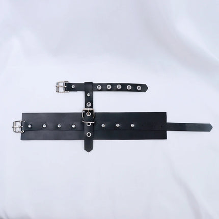 PU Leather Hand Wrist to Thumbs Cuffs Bondage Belts Cosplay Sexy Ankle Wrist Adjustable Strap with Toes Restraints Sex Toys