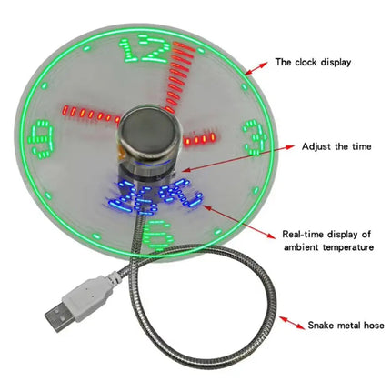 Multi-function USB Real Clock Fan USB Time Temperature Fan USB Real Time Clock Fan Desktop Quiet Fan For Office Study Dorm Daily