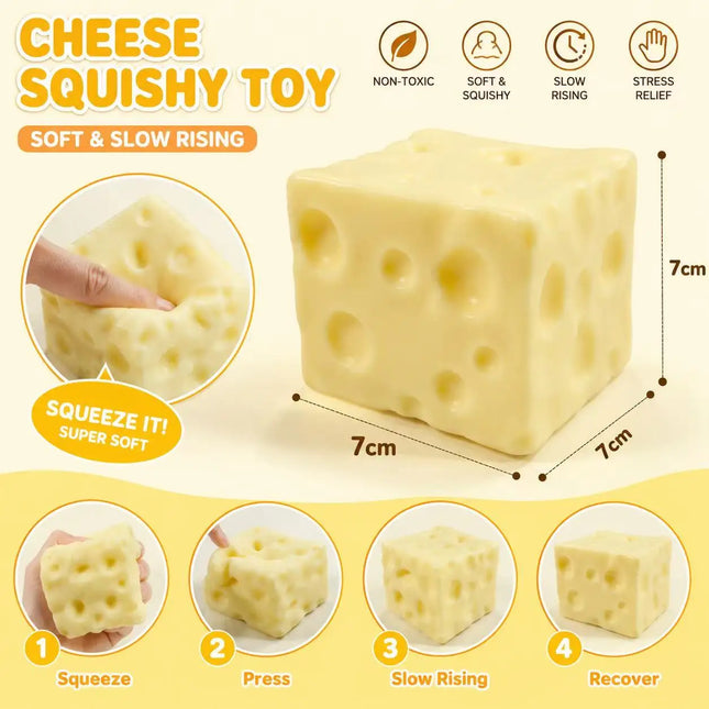 Cheese shaped slow rebound decompression kneading toy, simulated food soft rubber venting tool, adult and children's stress relief toy