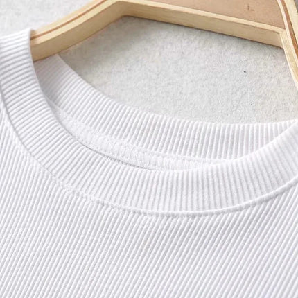 Summer Sexy Women's O-neck Short-sleeve T-shirt Slim Elastic Skinny Crop Tops