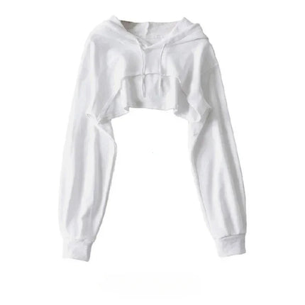 Y2k Hoodie Female Hoodie Personality Irregular Crop Ultra Short Style Long Sleeve Top Female Drop Shipping Sweatshirt Clothes