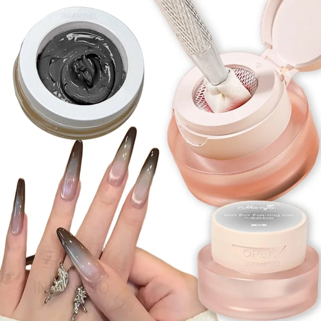 1Jar Cushion Patting Gel Polish Ombre Black White Peach Pat Pat Gel Nail Polish Drawing Liner French Nail Cushion Gradient Gel