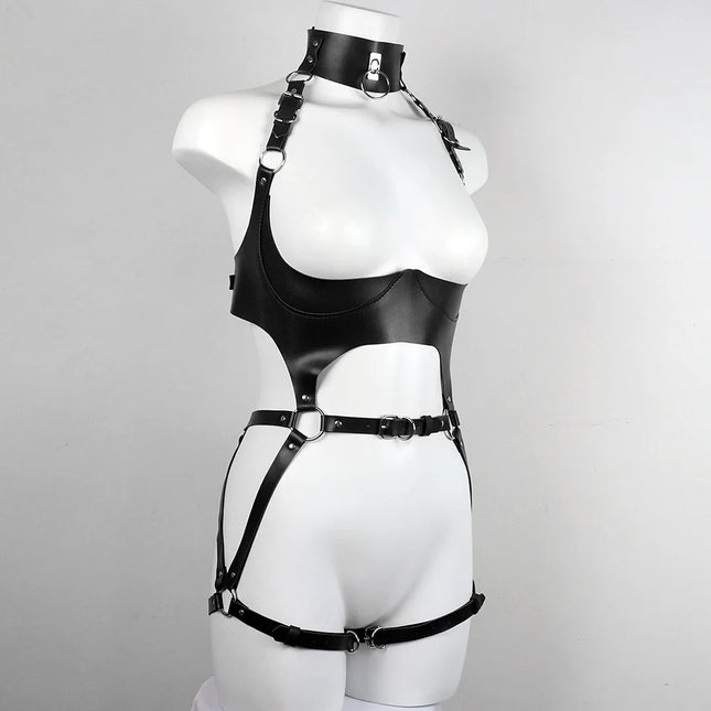 Women Sexy Sex Bondage Body Harness Belt PU Leather Lingerie BDSM Thigh Garter Belt Gothic Clothing Festival Rave Outfit