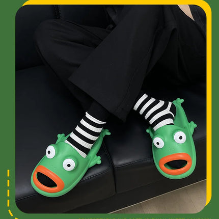 Frog House Slipper Cloud Woman Sandals Flip Flops Sandals Soft Sole Beach Non Slip Home Shoes Platform Weird Female Slides Men