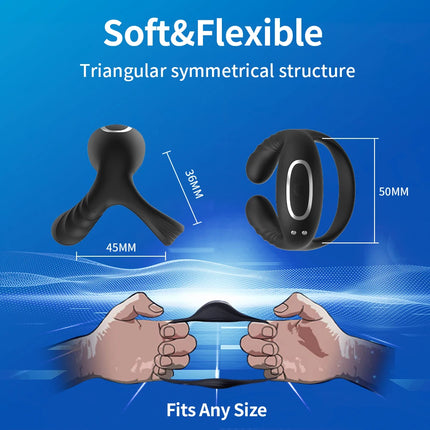 App Control Vibrator Penis Perineum for Men Silicone Cock Rings Testicle Trainer Scrotum Stimulator Massager Cockring Adult Toy
