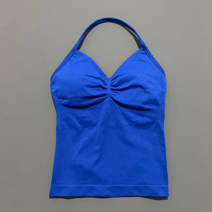 HISTELLO Impact Longline Strappy Top Sports Yoga Vest Women Fitness Tank Top Gym Beautiful Open Back Bra Running Workout Halter