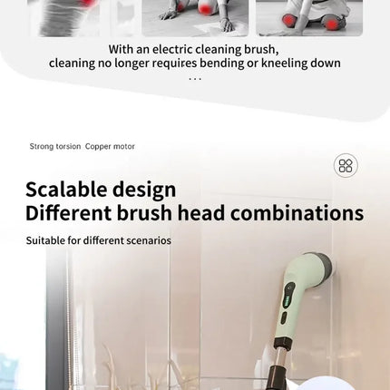 Cordless Spin Scrubber Electric Multipurpose Cleaning Brush for Kitchen Bathroom Toilet - Household Hair Brushes And Mops