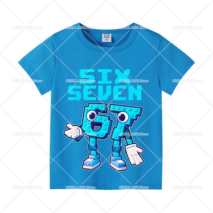 Steal A Brainrot Children Short Sleeves T-Shirts Cartoon 67 Six Seven Tops Shirts Game Cute Girls Boys Kids Summer Clothes Gift