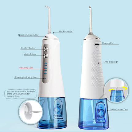 Water Dental Flosser for Teeth 2026 Upgraded Portable Oral Irrigator 300ML 3 Jet Tips Rechargeable Tooth Flosser irrigador bucal