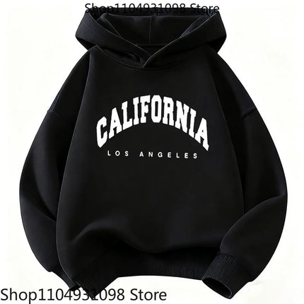 Kids Fashion Hoodie, Los Angeles California Letter Cat Graphic Sweatshirt, Unisex Tops for Boys Girls