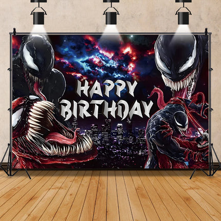 Marvel Movie Venom Backdrop Banner Superhero Custom Name Photo Background Spider-Man Kids Boy Birthday Party Decor Photo Props