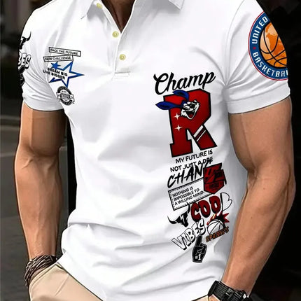 The new men's POLO shirt for summer 2025 is a casual fashionable soft comfortable and breathable 3D letter pattern print