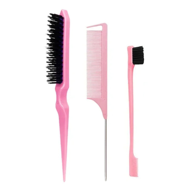3pcs Styling Comb Set Teasing Comb Triple Teasing Comb Mouse Tail Comb Edge Brushing Hair Tail Tool, Special for Real Hair Wigs