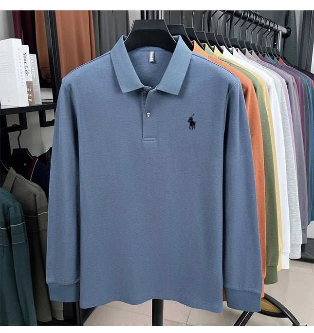 100% cotton fashionable spring autumn new Paul brand embroidered T-shirt men's comfortable skin friendly long sleeved polo shirt