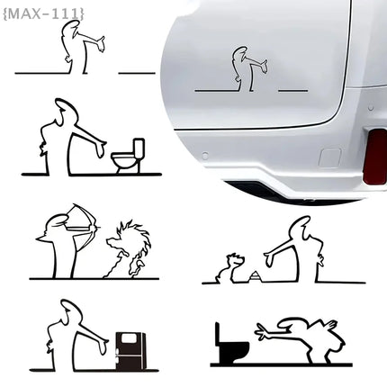 La Linea Minimalist Line Art Car Sticker, Cartoon Character Design Bumper/Window/Door Wall Decal, Home & Car Decoration