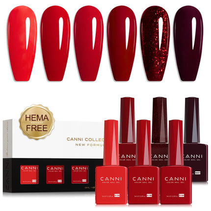 6pcs/kit CANNI TPO FREE HEMA FREE Halloween Nails Color Set Dark Red Semi Permanent Soak off UV LED Gel Varnish Christmas Gift