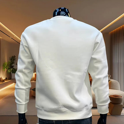 Paris Casual Fashion Men's O-Neck Hoodies High Grade Spring Autumn Warm Soft Long Sleeved T-shirts Male Home Outdoor Pullover