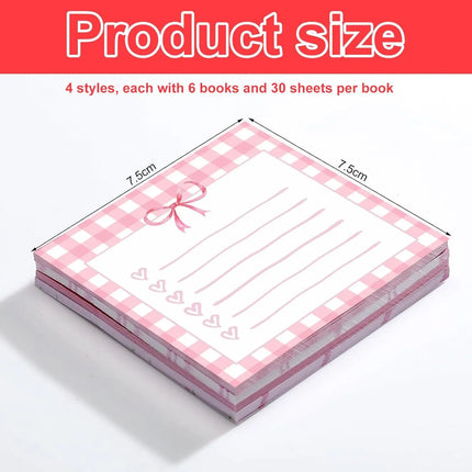1pc Pink Bow Sticky Notes，Ins Style Self-Adhesive Tear-Off Notepad To Do List Stickers，Office School Memo Pad Reward Gift