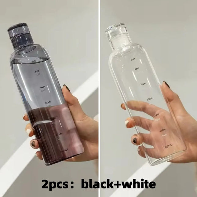 Newest Water Cup Sport Water Bottle With Time Scale Couple Plastic Portable Water Container Anti-drop Outdoor Water Bottle