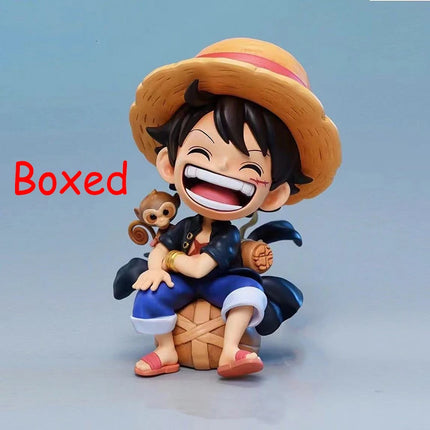 13cm Anime One Piece Action Figures Q Version Sitting Boxed Figurines Doll Luffy Zoro Sanji Trendy Car Ornaments Gifts Toys