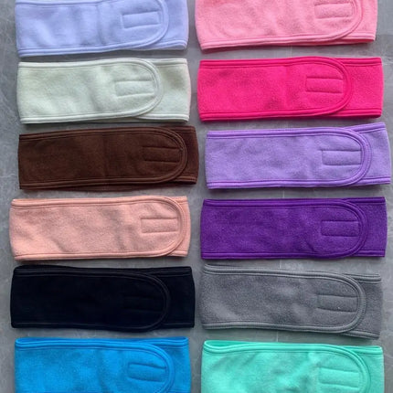 50pcs Customize Logo Spa Facial Hairband Terry Cloth Head Band Stretch Towel Color Washable Facial Good Spa Headband Makeup