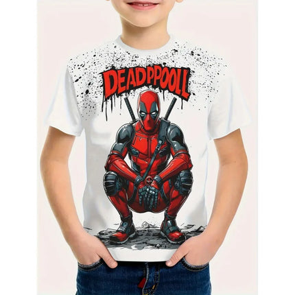 MARVEL Deadpool Boys Girls Graphic T-Shirt 3D Cartoon Print Summer Casual Short Sleeve Tee Kids Superhero T shirt