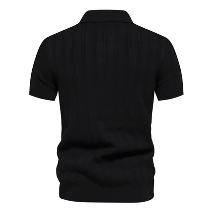 New European size knitted POLO shirts for men, knitted short-sleeved lapel breathable T-shirts.