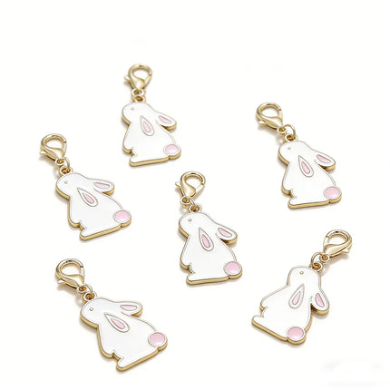 2026 New Arrival Easter Bunny Keychain White Rabbit Enamel Keyring Easter Party Favors Bag Accessory Bestseller 20pcs